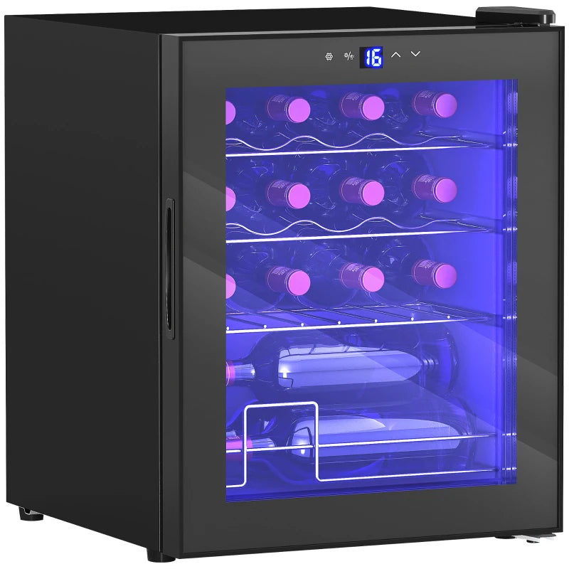 42L 16-Bottle Black Wine Cooler Fridge - Perfect for Home, Compact Design, Energy Efficient, Ideal for Wine Lovers