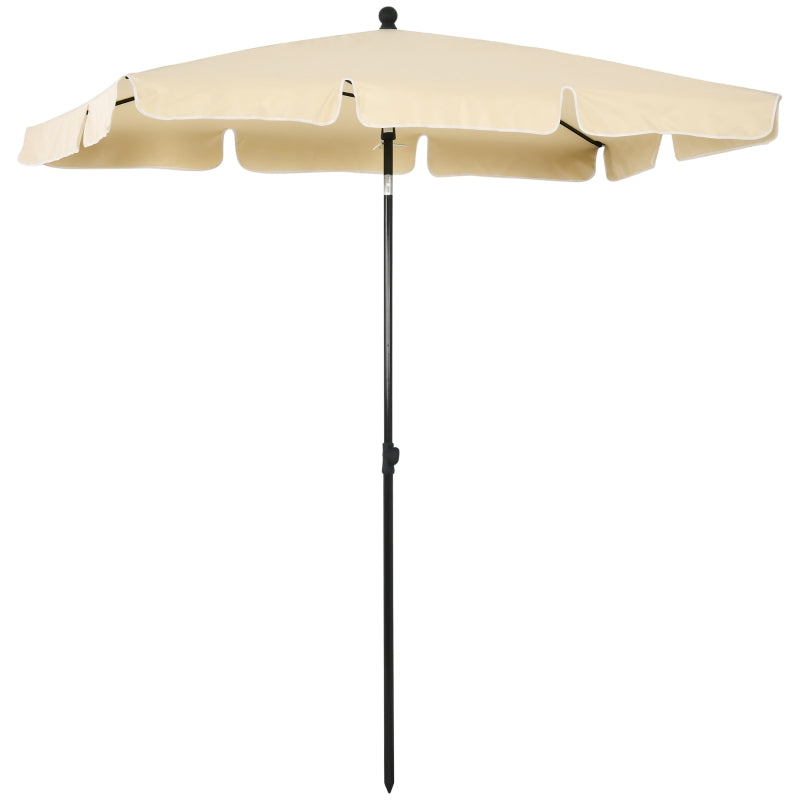 Beige Rectangular Ruffled Garden Parasol Umbrella