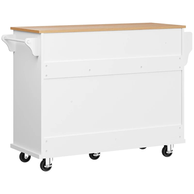 Versatile Dining Trolley with Drawer - Mobile & Fixed Food Cart for Kitchen Storage, 134L x 46W x 92H cm, White