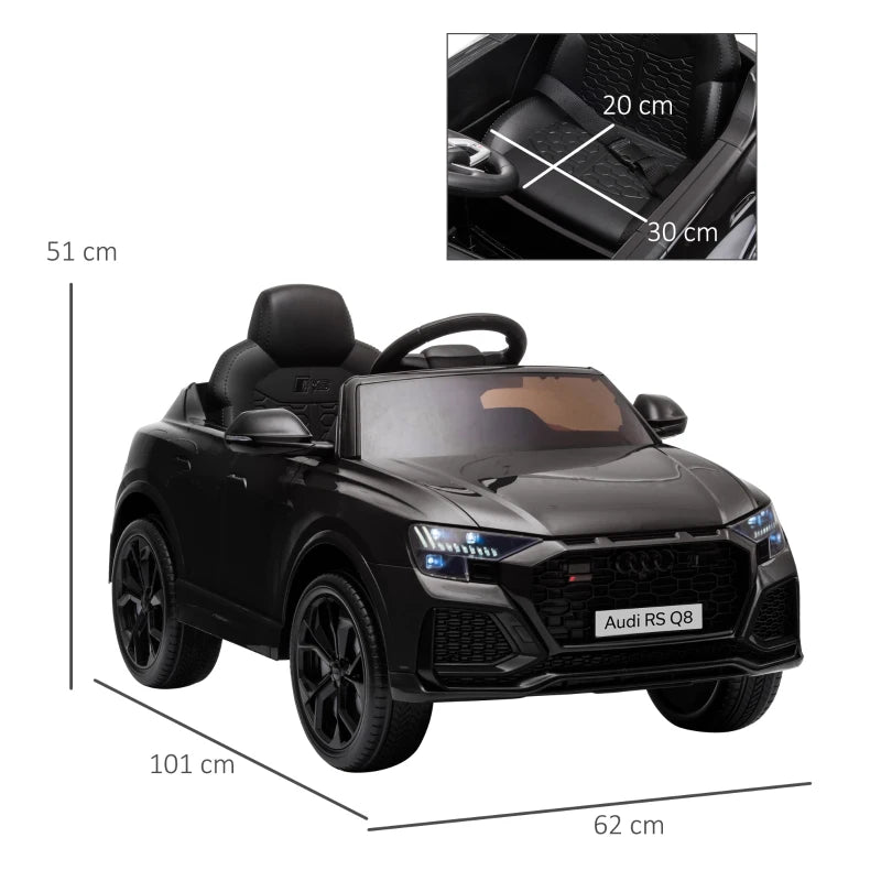 Licensed Audi RS Q8 Electric Ride On Car with Remote Control for Kids Black