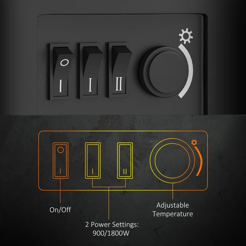 Freestanding Electric Fireplace Heater with Log Burner Effect and Thermostat Control 1000W 2000W