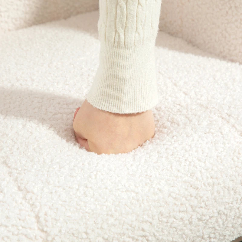 Cream White Teddy Fleece Rocking Chair - Comfortable and Stylish Seating for Home