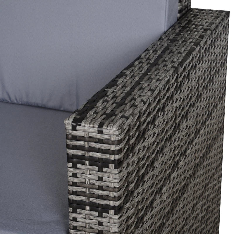 2 Seater Rattan Sofa in Mixed Grey - Soft Padded Cushion & Armrests