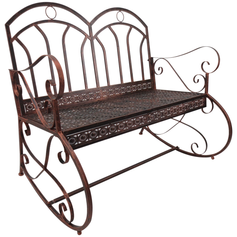 Bronze Red Iron Rocking Chair for Outdoor Use