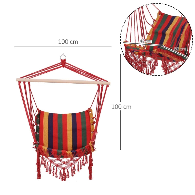Striped Hammock Swing Chair - Indoor/Outdoor Hanging Seat