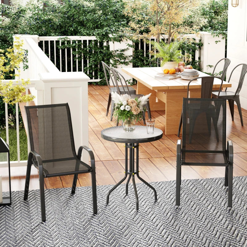 Three-Piece Black Outdoor Garden Furniture Set - Perfect for Patio and Balcony