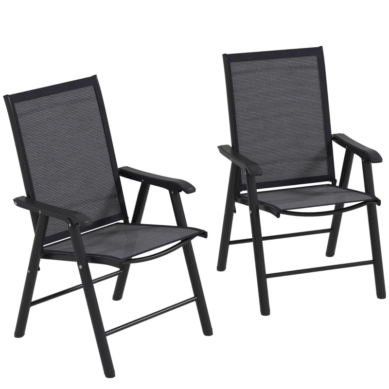 4-Pack Folding Metal Outdoor Chairs with Breathable Mesh Seat, Dark Grey