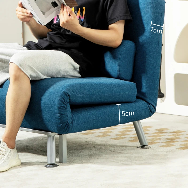Linen-Look Blue Sleeper Chair for Compact Living Spaces and Guest Accommodation