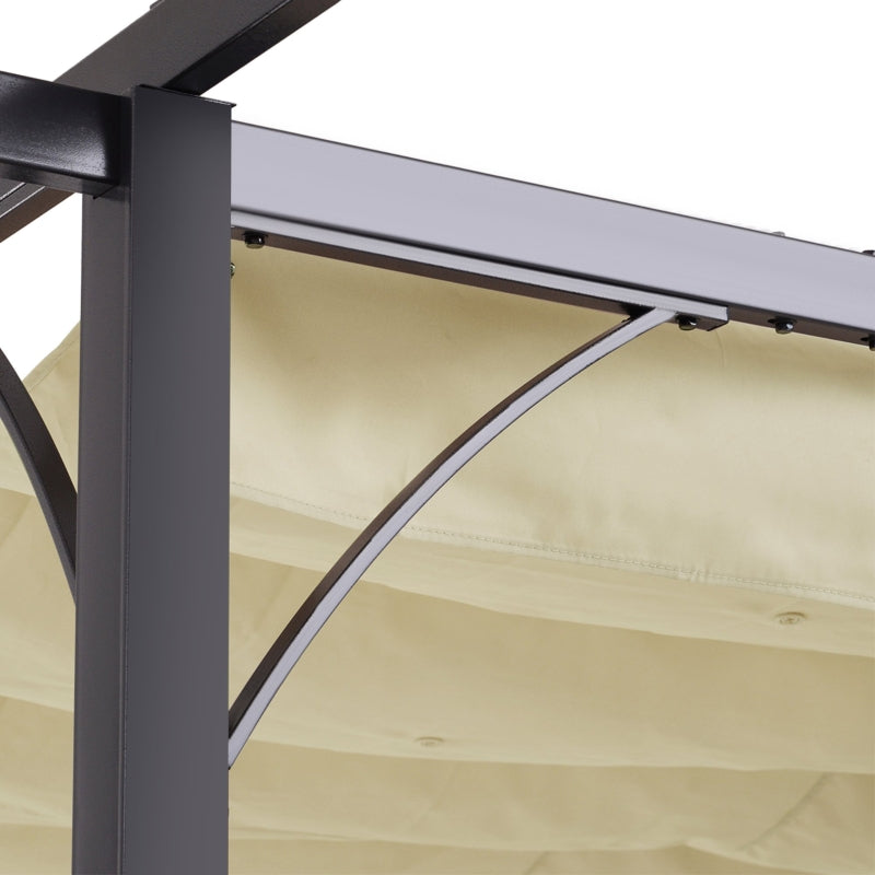 3m x 3m Beige Metal Pergola - Outdoor Garden Gazebo