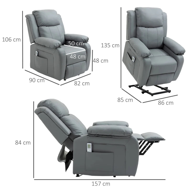 Electric Recliner Chair with Massage and Heat for Elderly, Power Lift Armchair with Remote Control and Extended Footrest