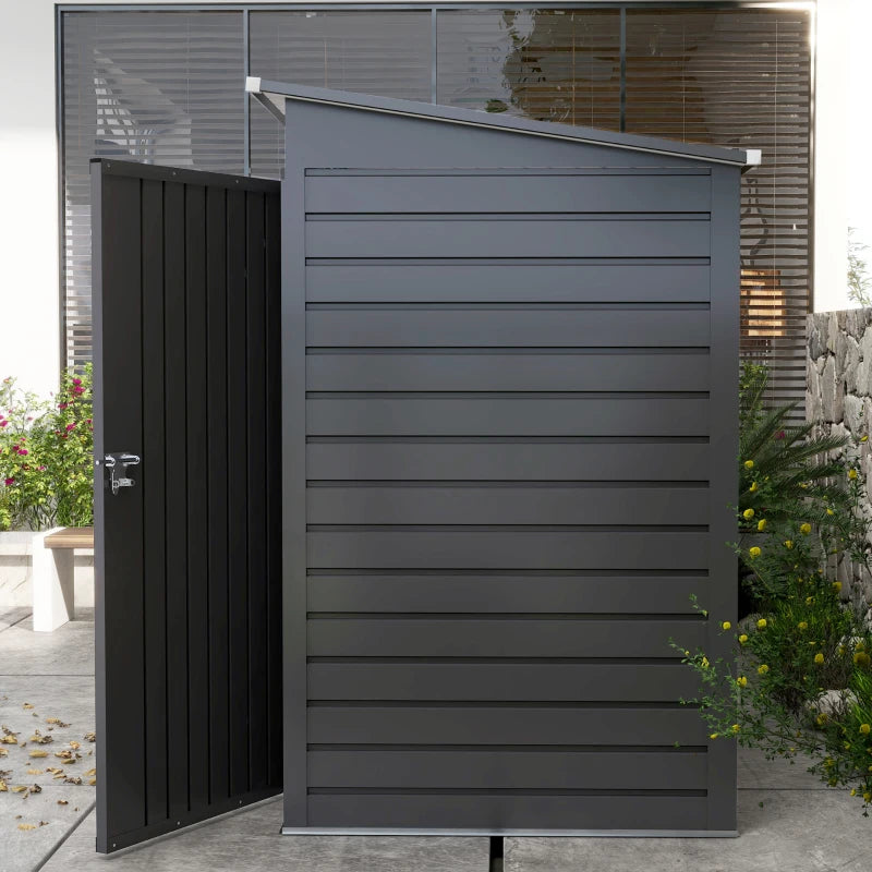 Grey 3.7ft x 7.9ft Galvanised Steel Shed With Padlocked Doors