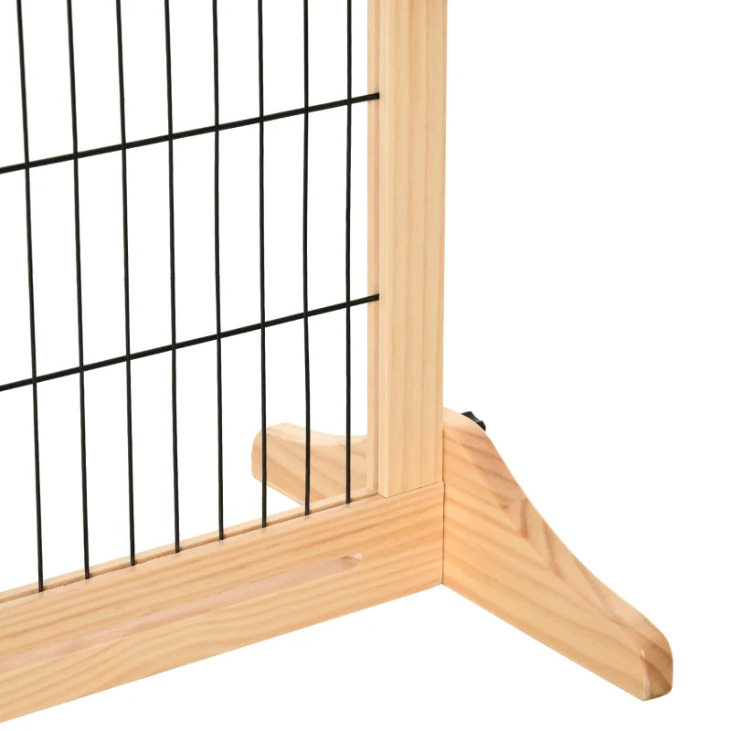 Freestanding Dog Gate - Foldable Indoor Pet Fence, Wooden Barrier for Doorways & Hallways, Adjustable 69H x 104-183 cm