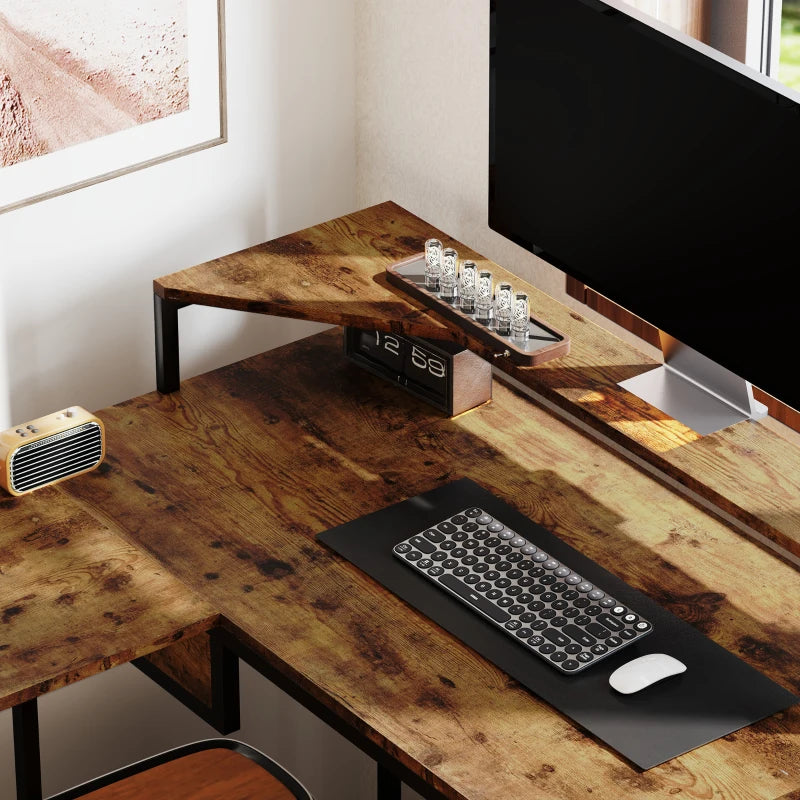 Industrial 'L' Shaped Multi-Work Desk in Brown - Stylish and Functional Home Office Furniture for Productivity