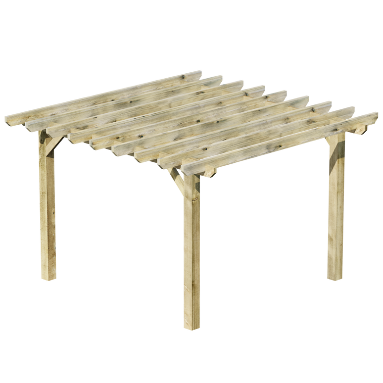 Ruby Flat Roof Wooden Pergola with Open Slatted Design - Modern Garden Pergola Structure