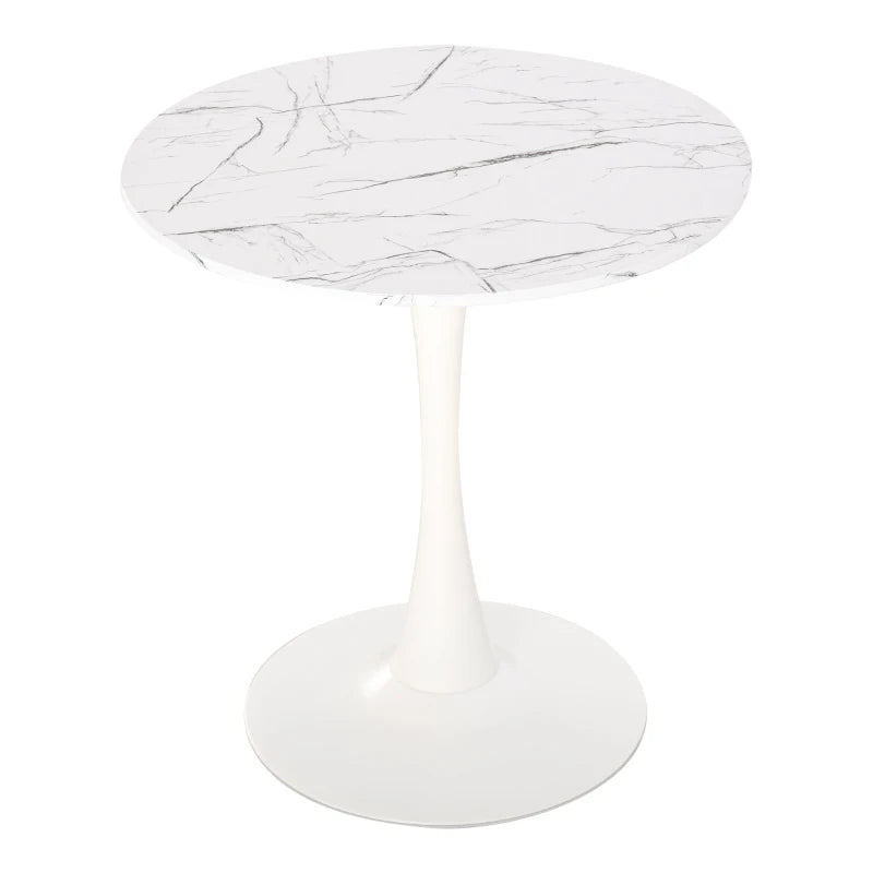 Modern Round Dining Table - White Bistro Table with Metal Base for Kitchen & Dining Room - Stylish Leisure Furniture