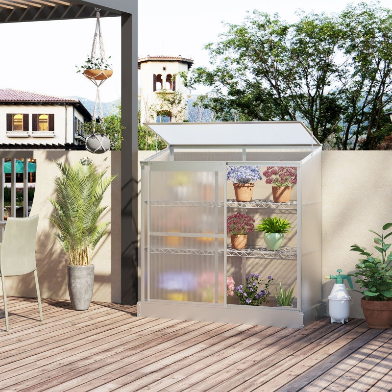 Greenhouse Cold Frame with Transparent Polycarbonate Board - Green - 131x58x140 cm