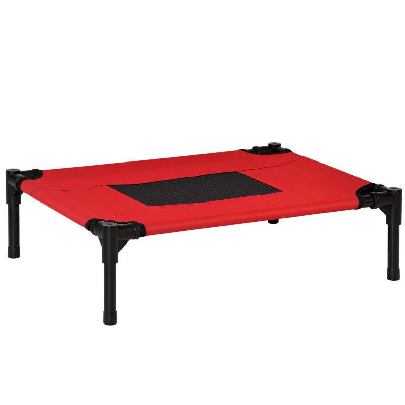 Elevated Dog Bed for Cats & Dogs - Portable Camping Pet Bed with Metal Frame - Black & Red (Small)