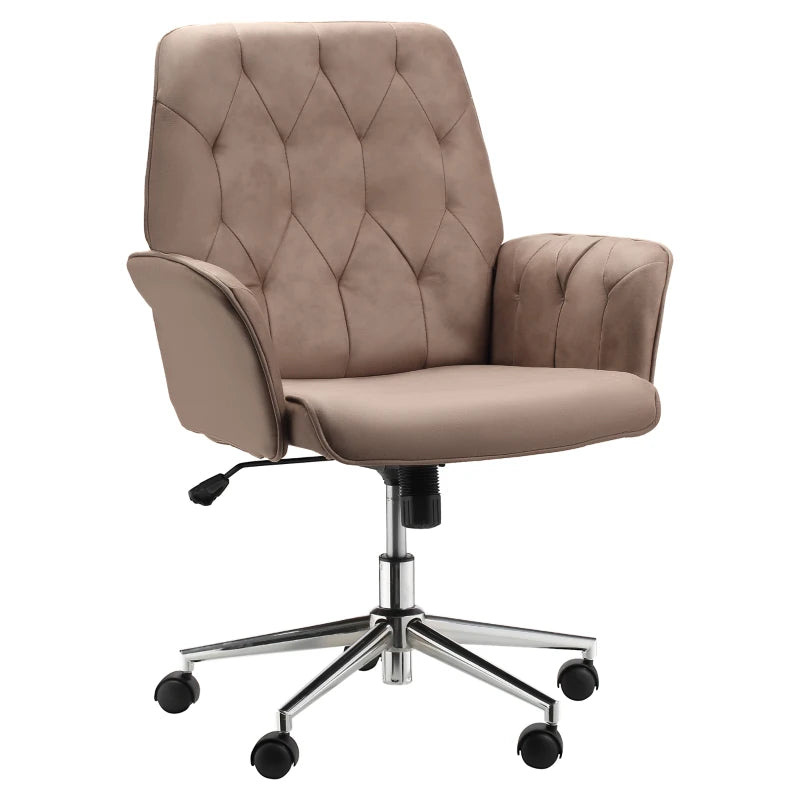 Vinsetto Height Adjustable Microfibre Office Desk Chair with Armrests & Swivel - Stylish Vanity Chair for Home & Coffee Use