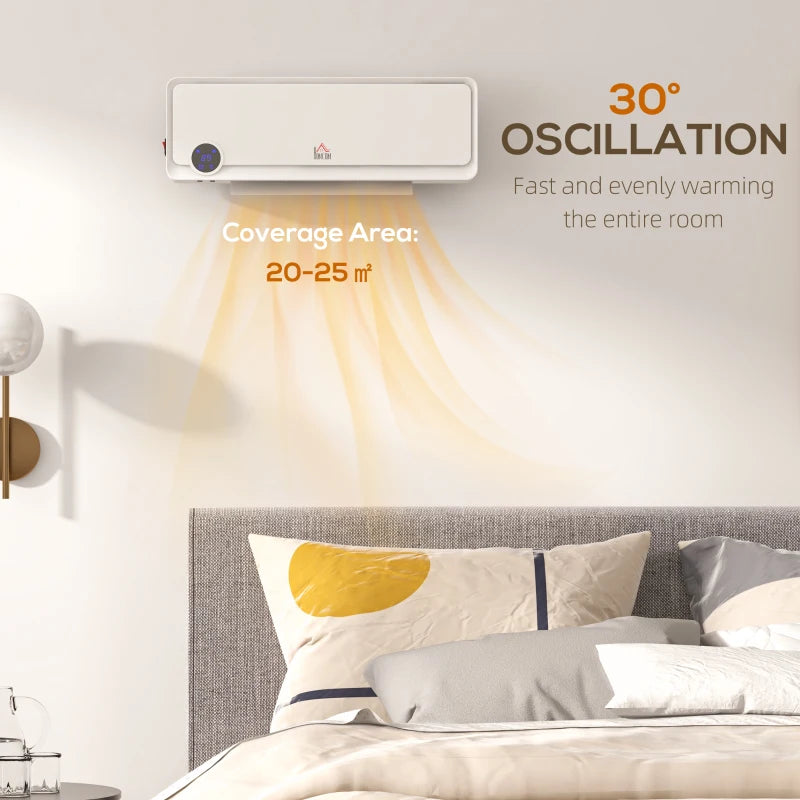 Electric Wall Downflow Heater 2000W with Timer Remote Oscillation for Home Office Bedroom