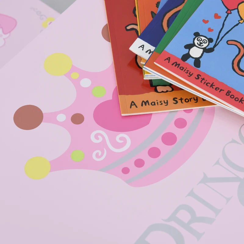 3-Piece Kids Table and Chair Set - Princess & Crown Theme - Pink Home Furniture Gift for Ages 2-4