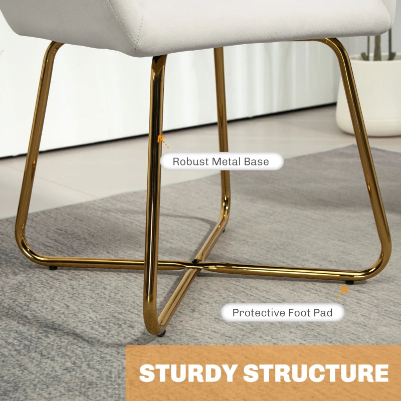 Modern Upholstered Accent Chair with Metal Base for Living Room in Cream White