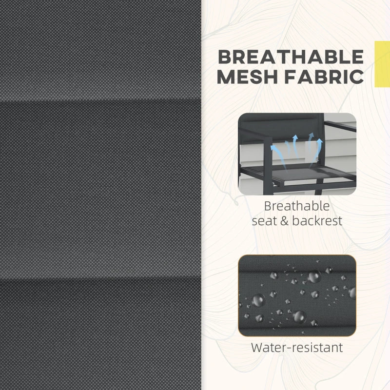 Dark Grey Aluminium Stackable Garden Chairs Set of 2