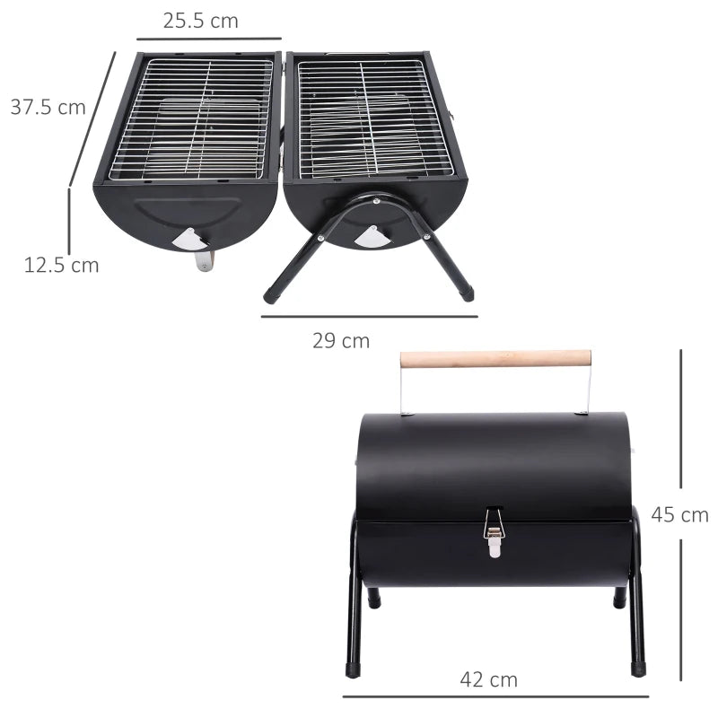 Compact Black Charcoal BBQ Grill