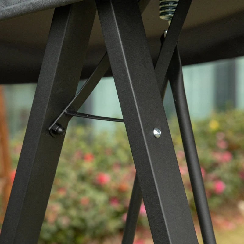 Dark Grey 2-Seater Outdoor Swing Chair with Adjustable Canopy