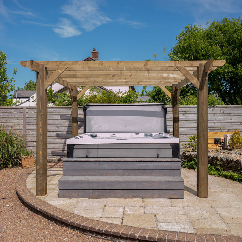 Ruby Flat Roof Wooden Pergola with Open Slatted Design - Modern Garden Pergola Structure