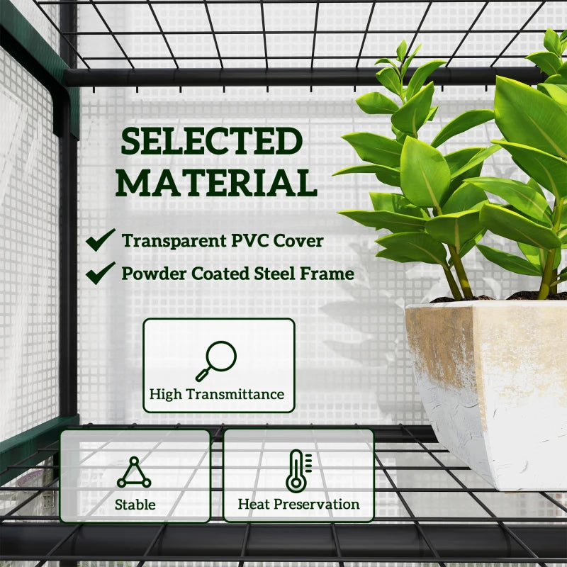 193cm White Five Shelf Mini Greenhouse - Indoor/Outdoor Plant Storage