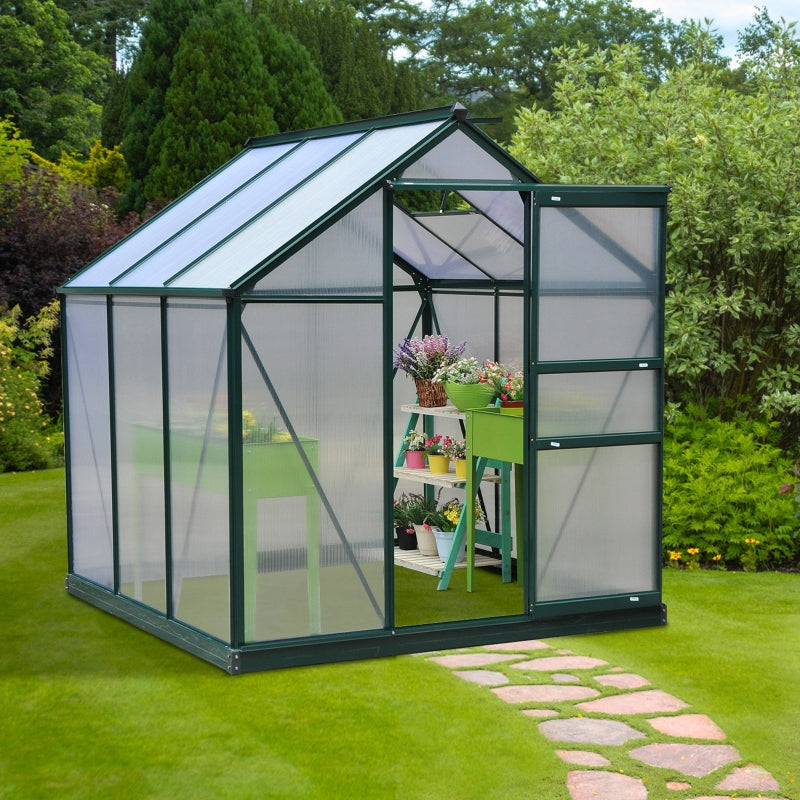 Green 6ft x 6ft Polycarbonate Greenhouse