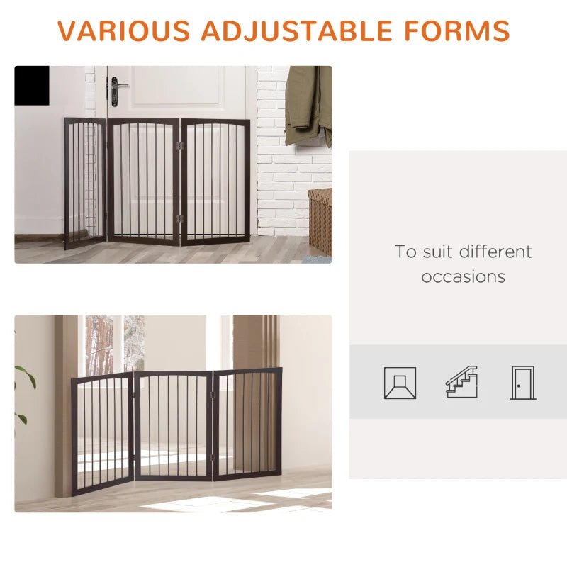 Foldable 3 Panel Dog Gate - 76cm Indoor Safety Barrier, Free Standing Pet Door Gate for Dogs and Pets