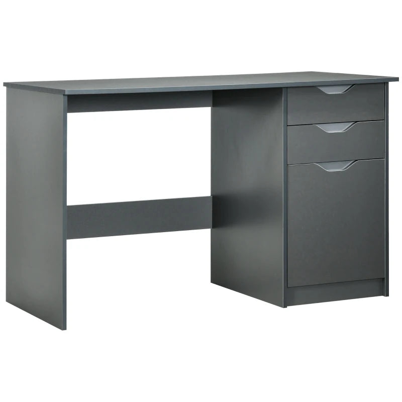 High Gloss Computer Desk with Drawers - Stylish 120x60cm Home Office Workstation & Storage Cabinet in Grey