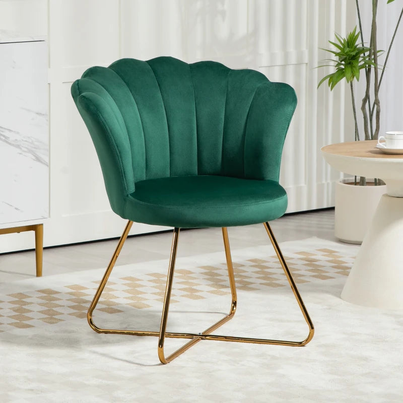 Velvet-Feel Lotus Petal Accent Chair in Green for Stylish Home Decor