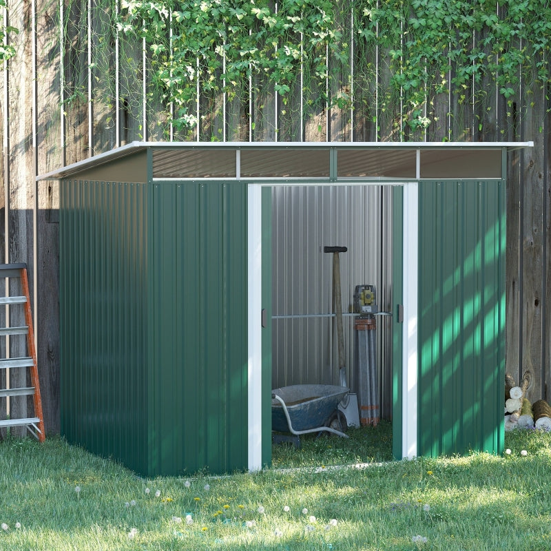 8.5 x 6ft Metal Garden Storage Shed - Green