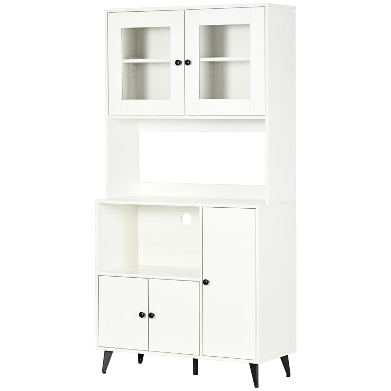 Modern Freestanding Kitchen Cupboard - 180cm White Storage Cabinet with Doors & Adjustable Shelves for Stylish Organization