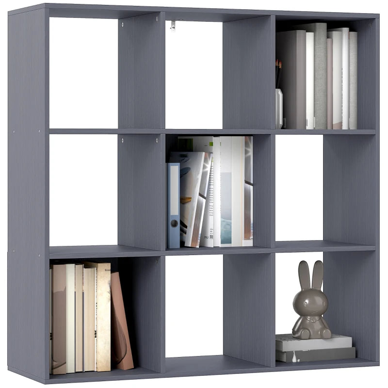 Stylish Nine-Cube Storage Shelf in Grey - Versatile Organizer for Home, Office, and Kids' Rooms - Perfect for Storage Solutions