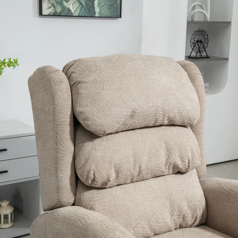 Velvet Electric Riser Recliner Chair for Elderly with Remote Control, Side Pockets and Thick Padded Back in Khaki