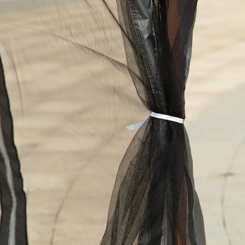 Dark Grey 3x3m Double-Roof Pop Up Gazebo with Netting and Carry Bag