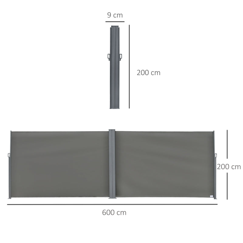6m x 2m Retractable Side Awning Divider Screen