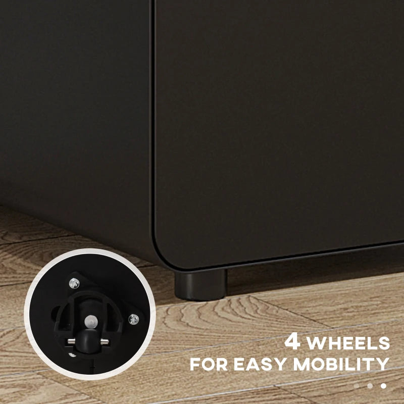 Vinsetto Lockable File Cabinet - 3 Drawer Vertical Office Storage for A4, Letter, Legal Size - Anti-Tilt, Pre-Assembled, Black