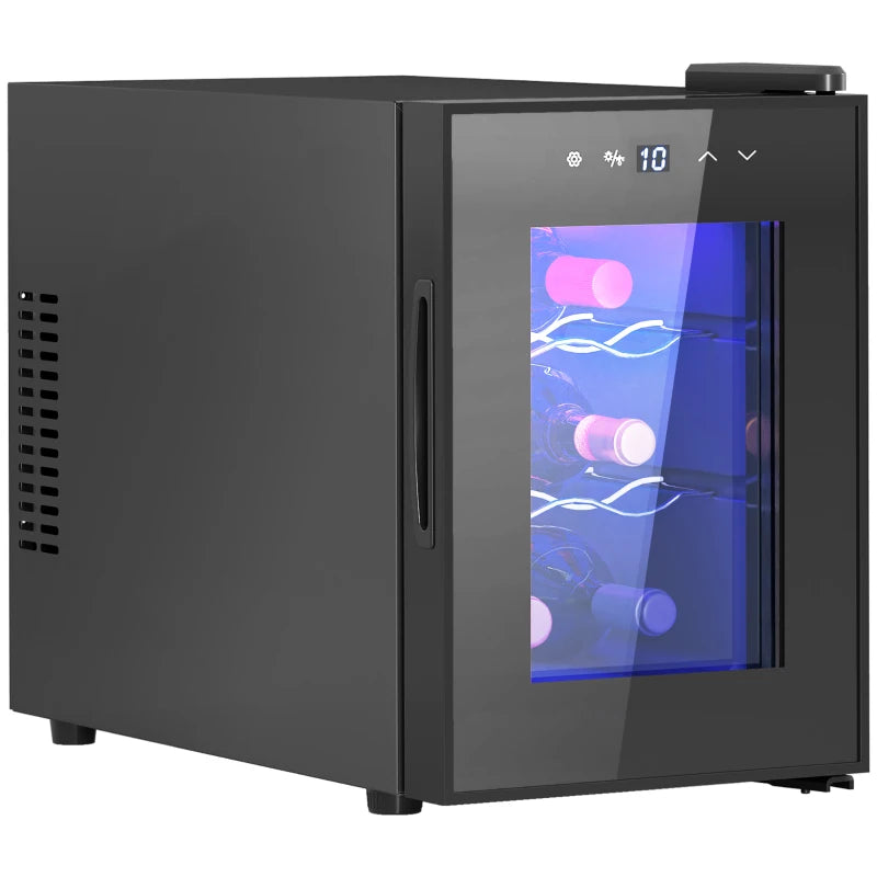 Compact 6-Bottle 8-18 Countertop Wine Fridge - Sleek Black Design for Home & Office Wine Storage
