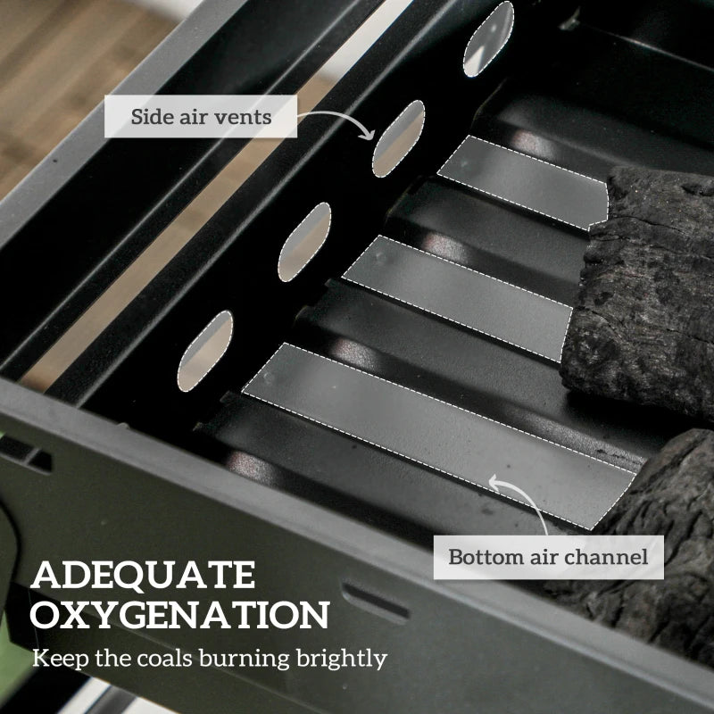 Portable Foldable Charcoal Grill - Compact Black BBQ for Outdoor Cooking and Camping