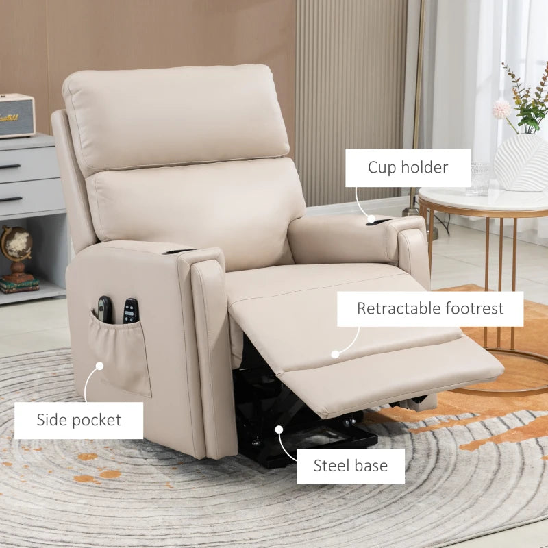 Beige Electric Riser Recliner Chair with Massage and Heat Function for Ultimate Comfort
