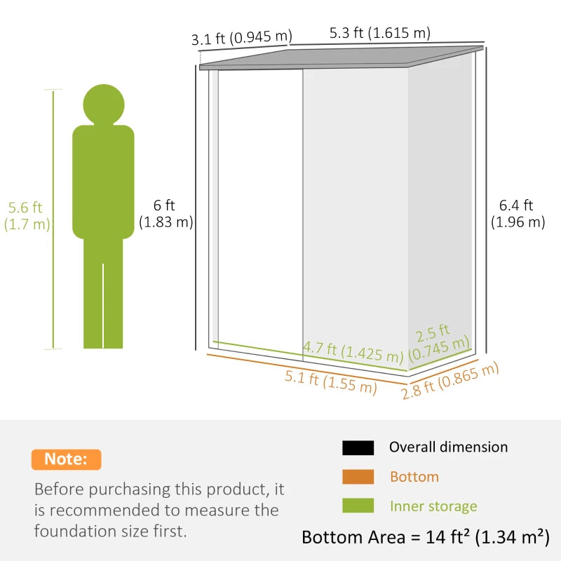 Light Grey 5.3 x 3.1ft Steel Garden Shed