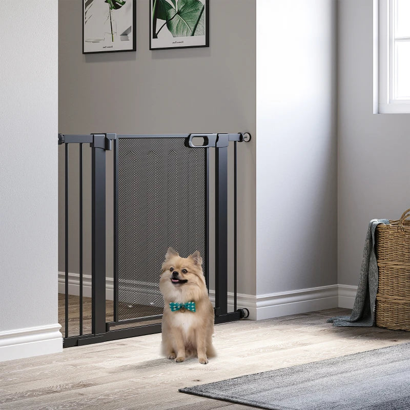 Adjustable Pressure Fit Safety Gate for Staircases, Hallways & Doorways - Black, 75-103CM with Extensions Kit
