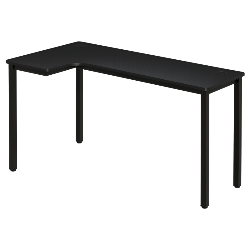 L-Shaped Gaming Desk - Black Corner Computer Workstation with Cable Management, 145x81x76cm, Left Side Design for Home Office