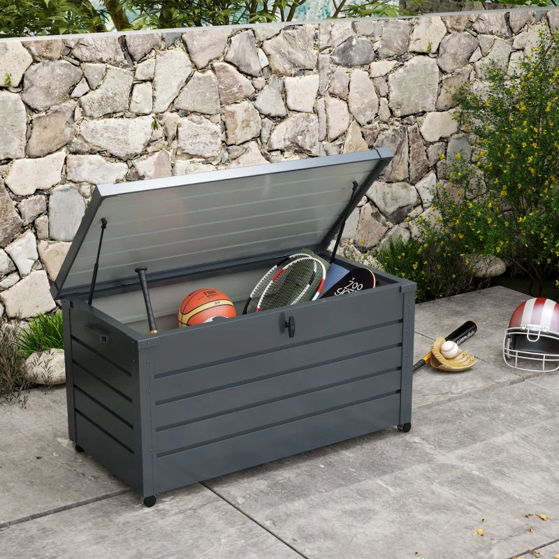 Galvanised Steel Garden Storage Box with Lock