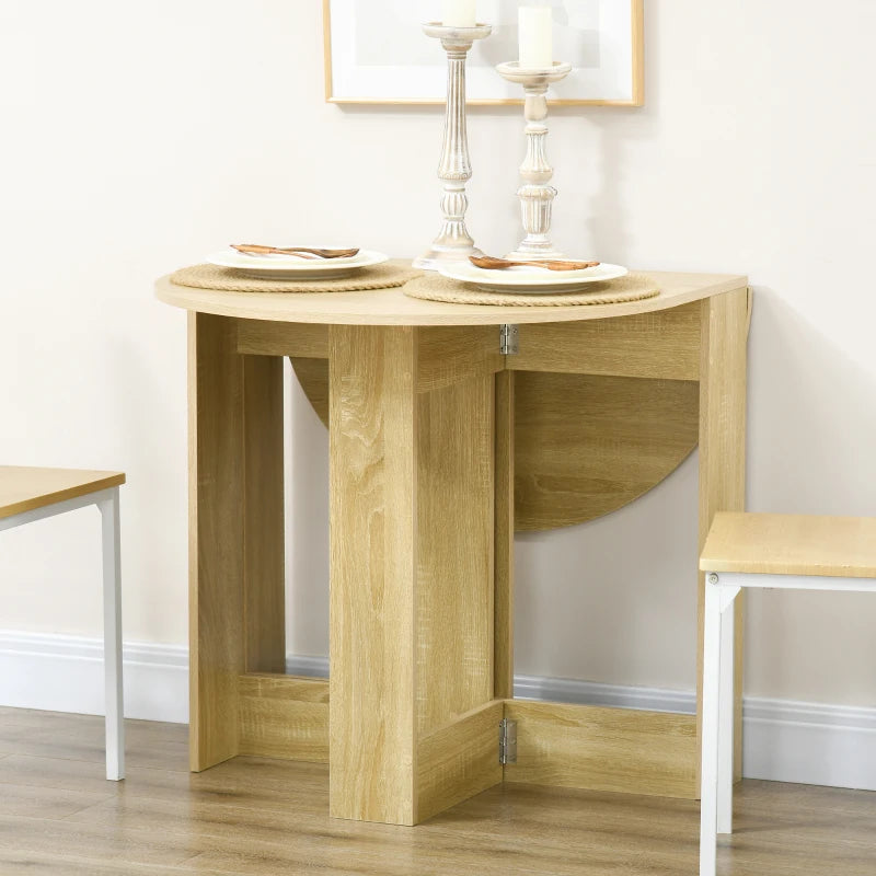 Space-Saving Drop Leaf Folding Dining Table for Small Spaces - Oak Kitchen & Dining Room Furniture