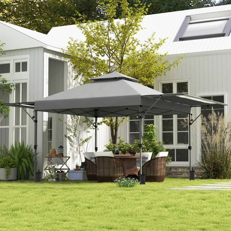 Adjustable 5x3m Pop-Up Gazebo Set - Grey